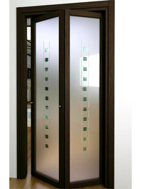 Складные двери гармошка с матовым стеклом Лабинск